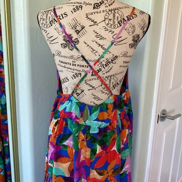 Allover VCay Floral Print Split Thigh Cami Dress. - Picture 4 of 9